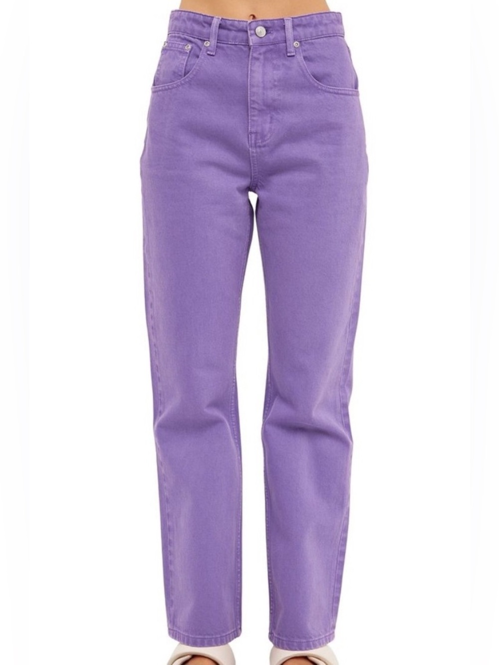 Grey Lab Los Angeles Purple Straight Leg High Rise Jeans Size XS